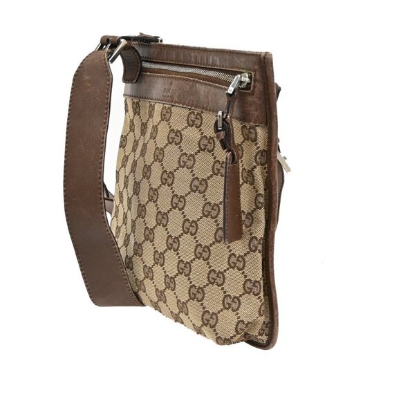 GUCCI Logo GG Pattern Crossbody Shoulder Bag Canvas Leather Brown SHW 02CA568GUC - Picture 4 of 9